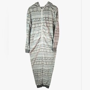 Fleece Grey Forever 21 One Piece Reindeer Snow Jumsuit Pajamas. S